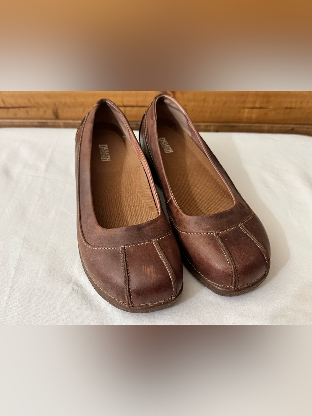 Duluth Trading Co. Brown Leather Andina Skimmer Shoes